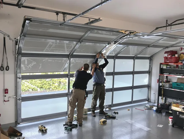 West Covina Garage Door Repair expert performing precise panel replacement on West Covina garage door
